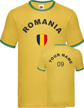 Personalised Romania Football Ringer Soccer Fan's Sports Flag Badge Top Unisex