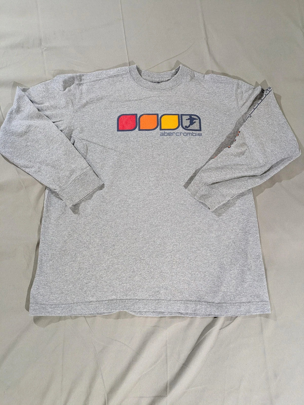 Vintage Abercrombie Athletics Shirt Boys LG Spell Out Soccer Heather Gray 90s Unisex