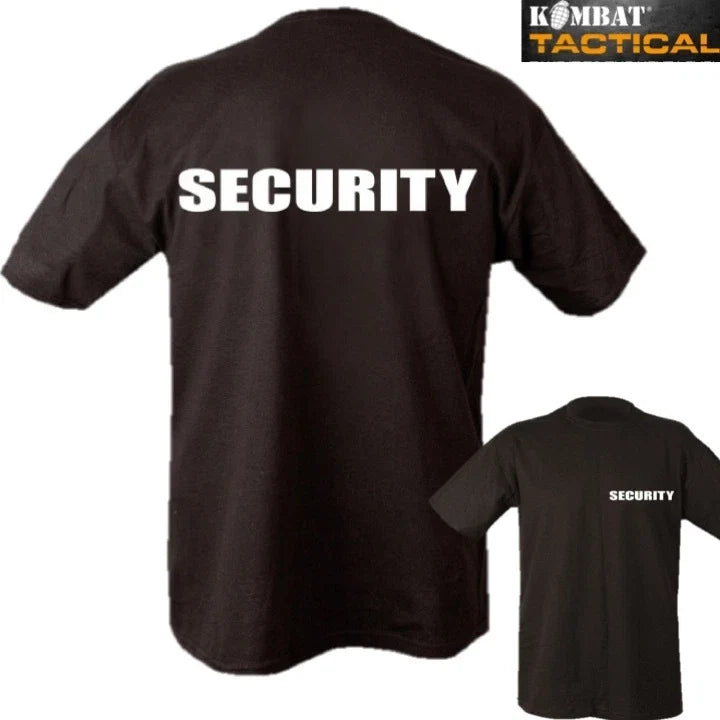 SECURITY 2 SIDED PRINT MENS S-2XL 100% COTTON DOORMAN WORKWEAR SECURITY Unisex