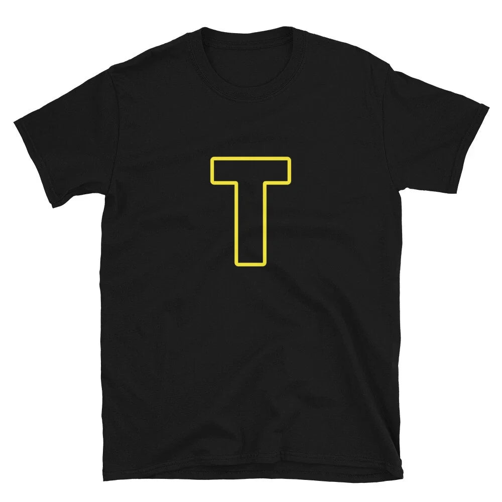 Letter T Yellow Bold Font Simple Black Unisex