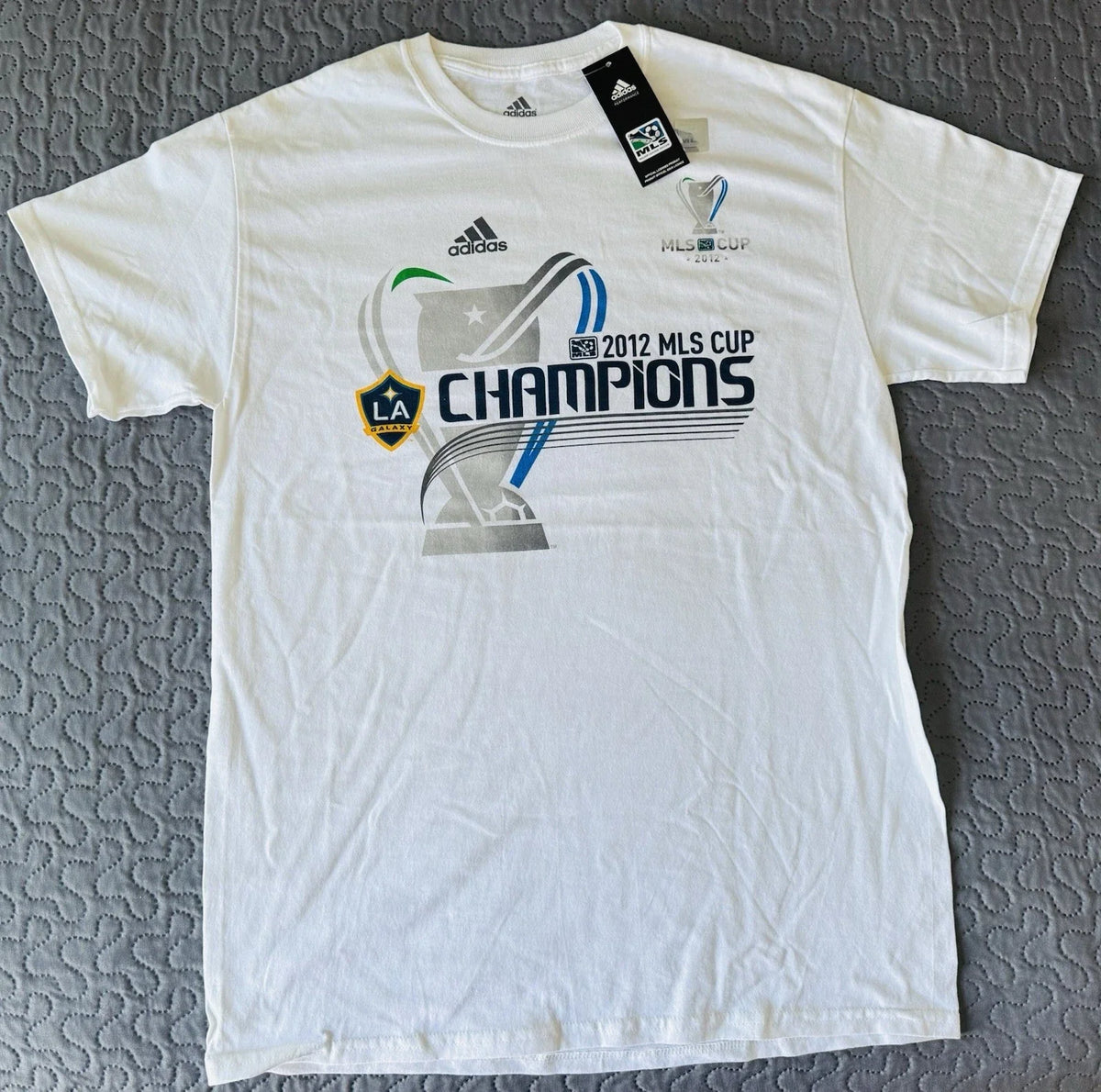 LA Galaxy 2012 MLS Cup Champions T Shirt Adult Men Medium White Soccer New w/Tag Unisex