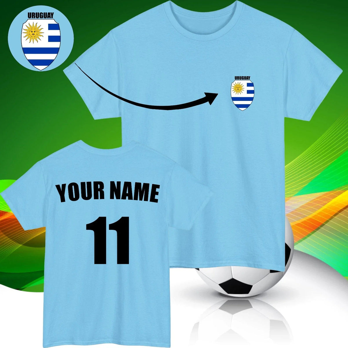 Personalised Uruguay Football Custom Name And Number Sports Lover Top Unisex