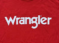 2-Sided Classic Simple WRANGLER Logo Western Apparel Red Shirt SMALL UNUSED NEW Unisex