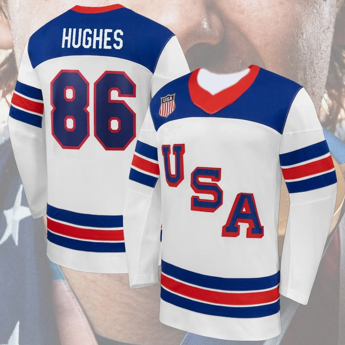 HOT! Jack #86 Hughes US Hockey Team 2026 Name & Number AOP Gift Fans Unisex