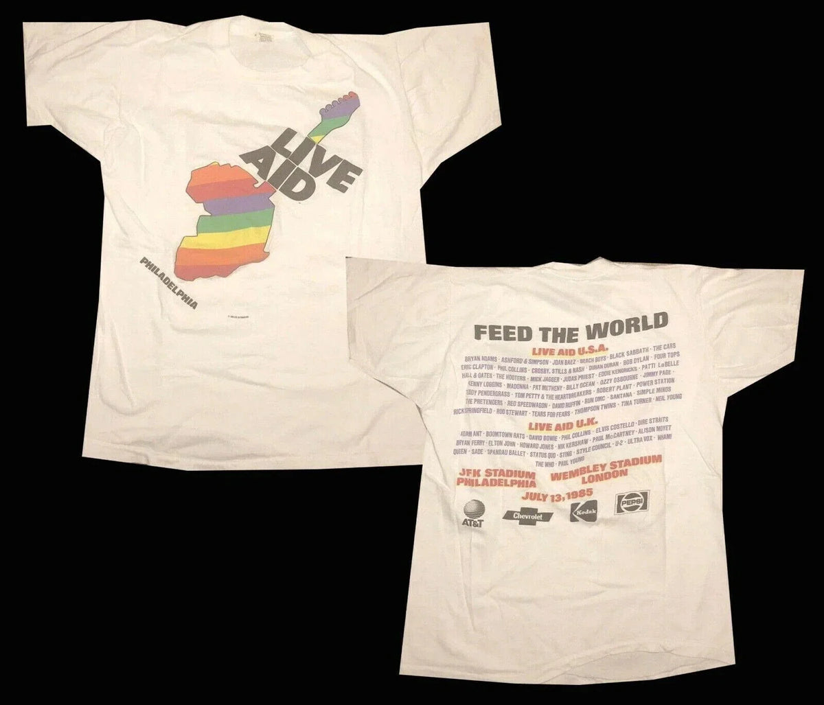New Vintage Live Aid 1985 Philadelphia Concert T Shirt Unisex