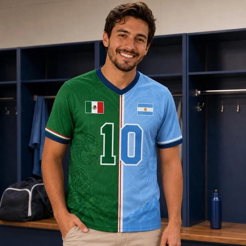Personalized Half & Half Soccer Jersey, Custom Two Country Football Shirt, Footb Unisex