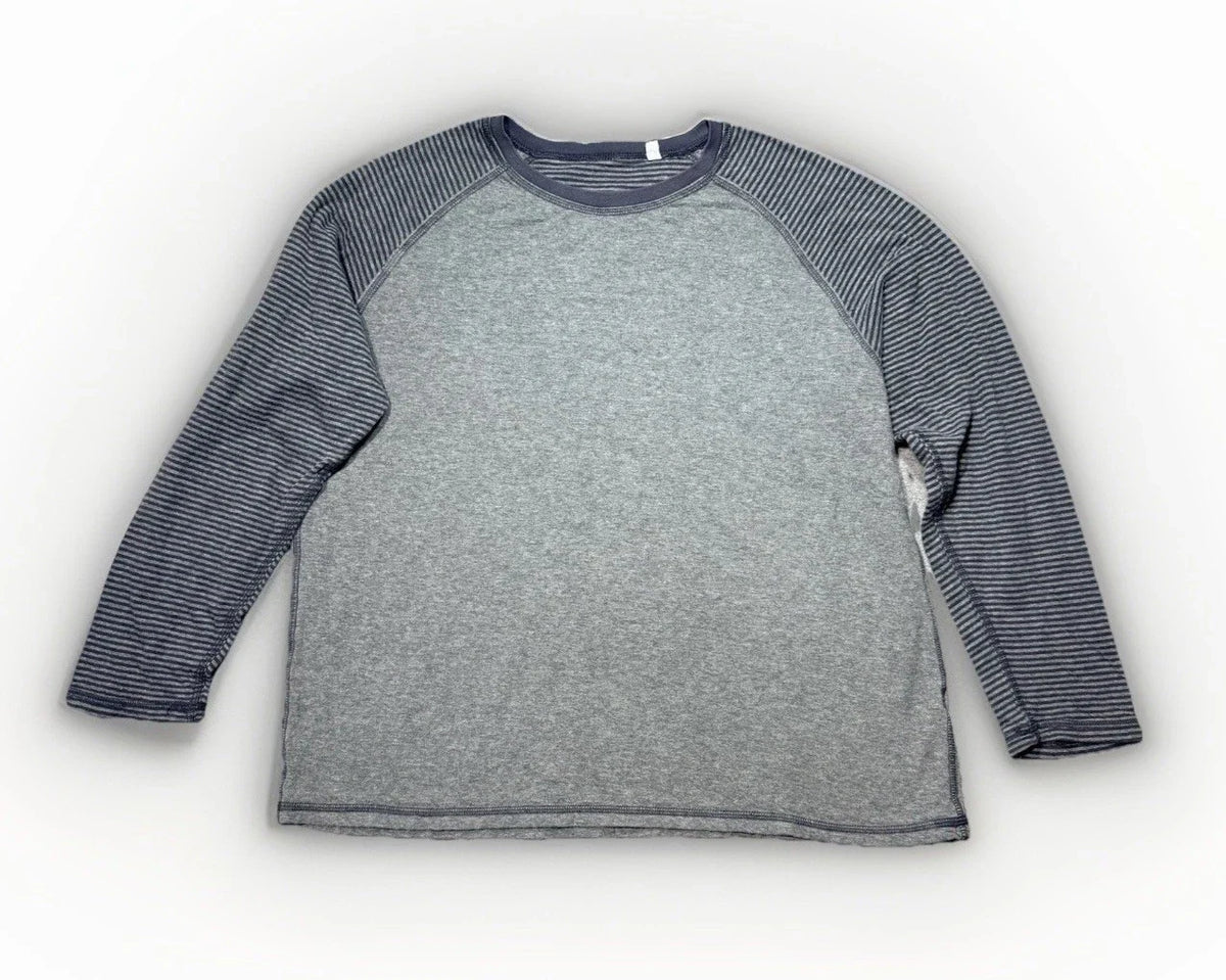 Gray Raglan Long Sleeve Shirt Mens Large Oversized Casual Minimal Streetwear Unisex