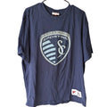 Mitchell & Ness Sporting Kansas City MLS XL Navy Blue Cotton TShirt Retro Soccer Unisex