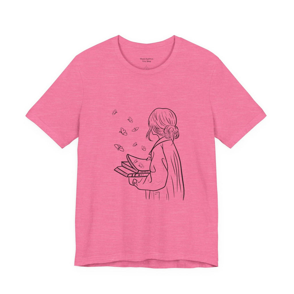 Girl Reading Books Tee Clifton Fadiman Quote Back Literary Literature Casual