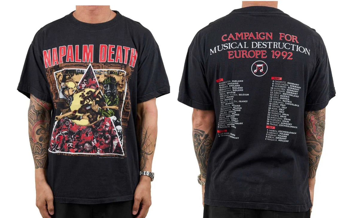 Vintage 1992 Napalm Death Campaign For Musical Destruction Tour S-5XL Unisex