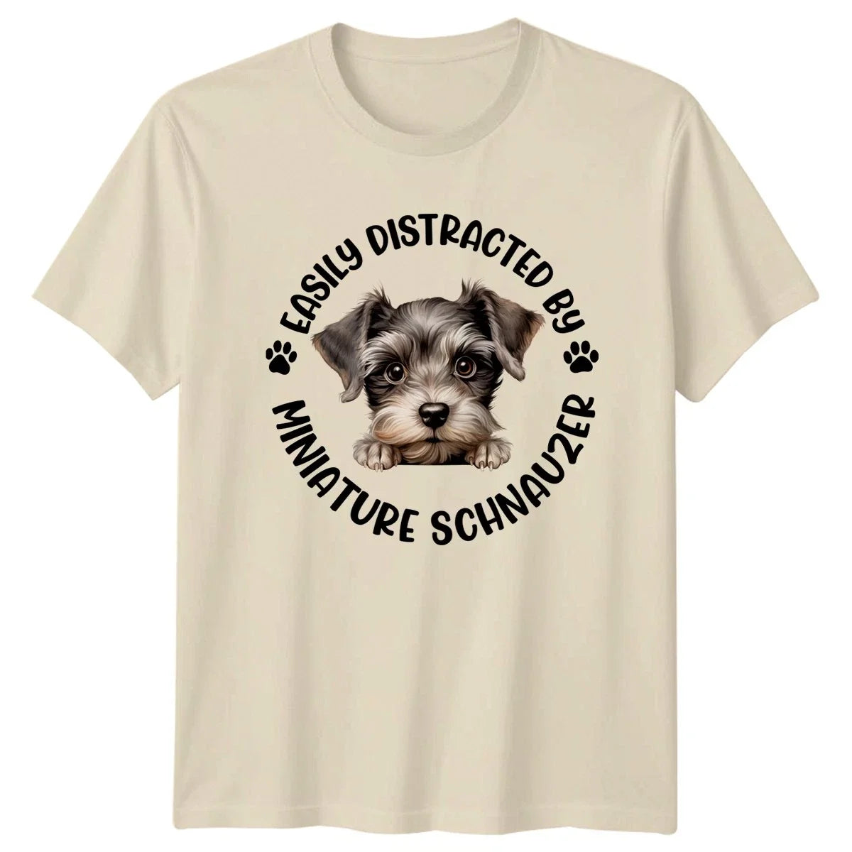 Easily Distracted By Miniature Schnauzer Mens Womens Tee Graphic Top Unisex