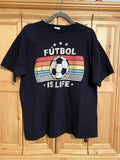 “Futbol Is Life” Port & Company Fan Favorite Black Soccer Graphic Tee XL Unisex