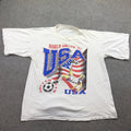 Vintage World Soccer USA Shirt Mens XL White 1994 Patriotic Graphic Tee 90s Unisex