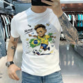 Neymar Brazil Soccer Graphic Cartoon Football Fan Unisex White Tee Unisex