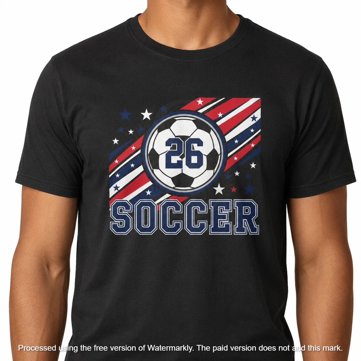 Soccer 26 Patriotic USA Flag Graphic T Shirt Youth Adult Sports Fan Tee Unisex