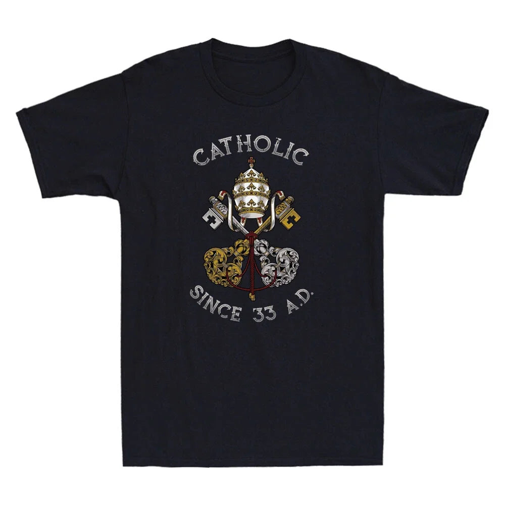Roman Catholic since 33 AD Church Holy See Vintage Men's Short Sleeve Unisex