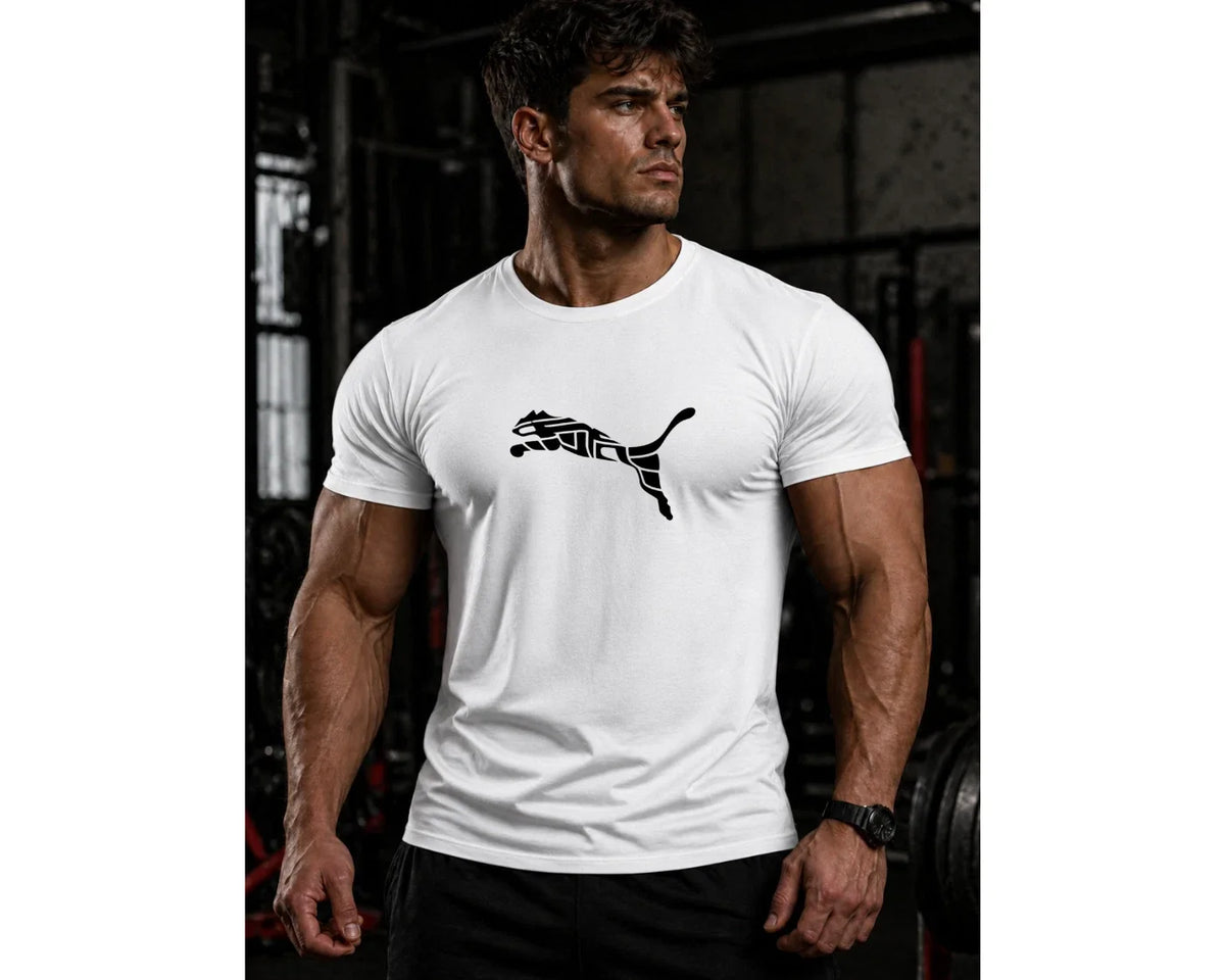 Men’s Y2K Leopard Graphic Oversized Streetwear Casual Fitness Tee Unisex