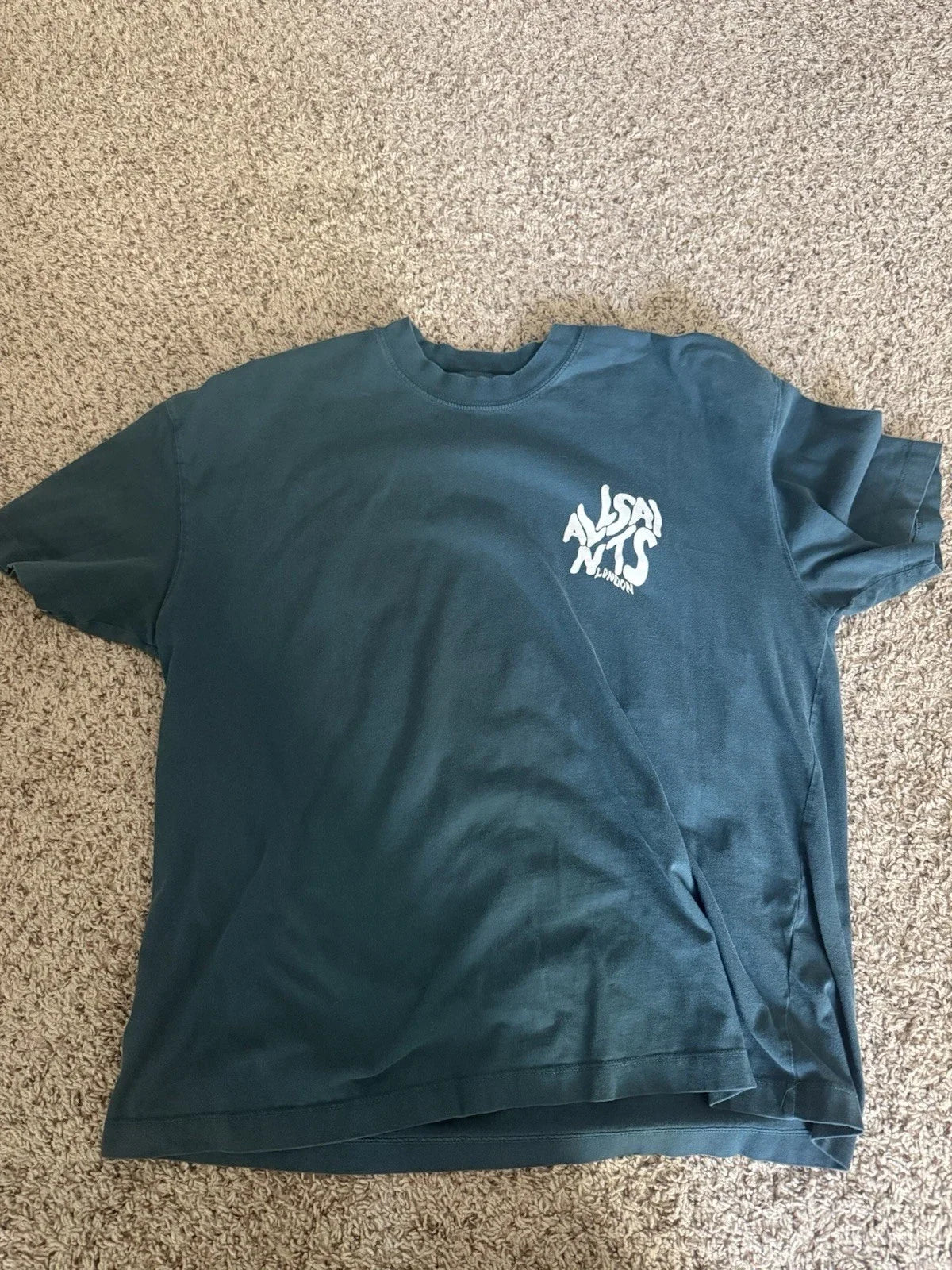 ALL SAINTS Orlando Logo Print Oversized Men's Size L Green Unisex