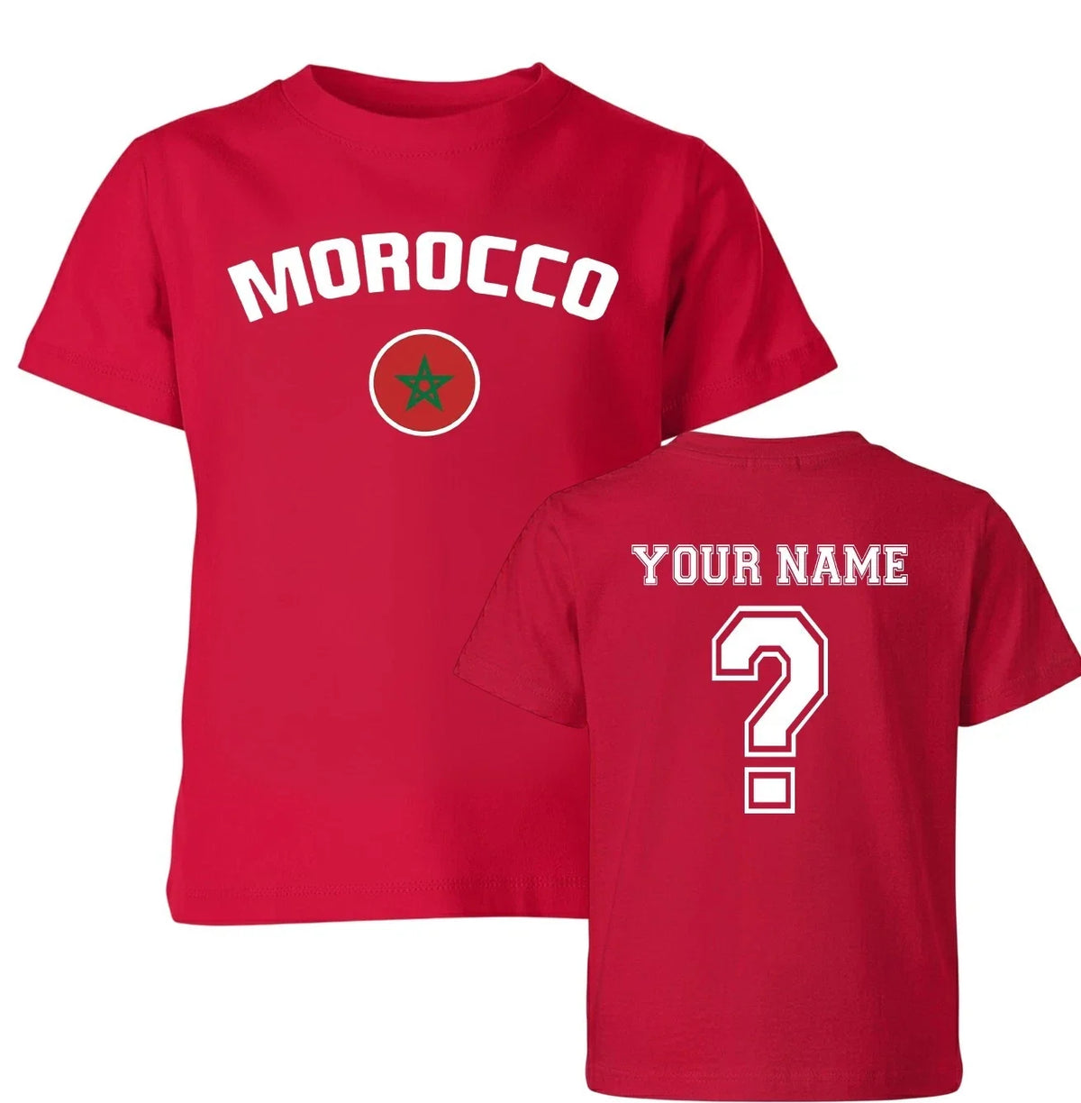 Personalised Morocco football T Shirt Custom Name and Number Top football Tee Unisex