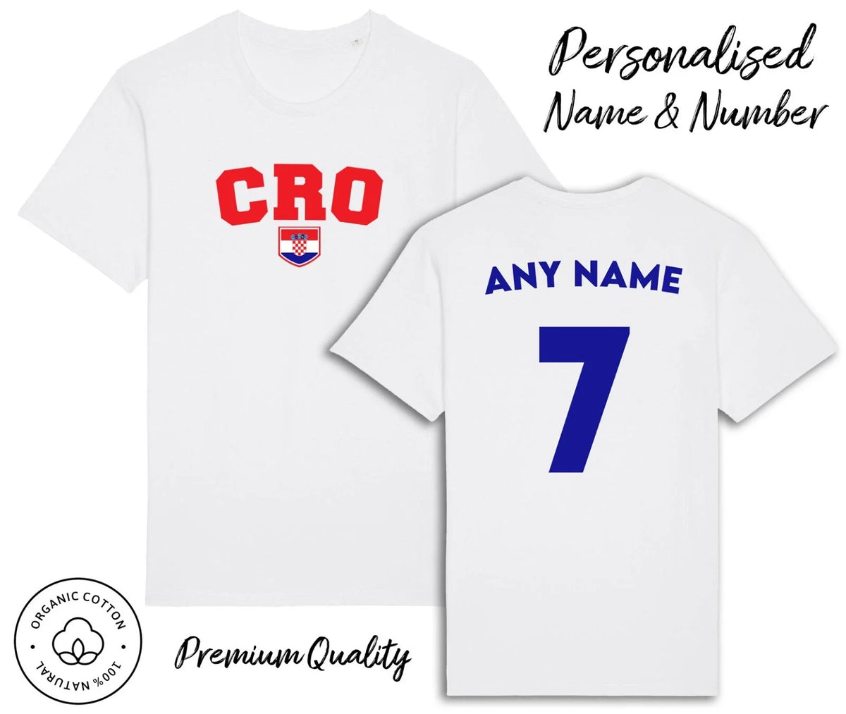 Croatia CRO 2026 Personalised Name & No Adult Kids Baby, Football Euro Unisex