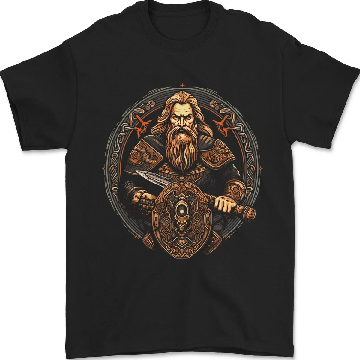 Viking Warrior With Sword and Shield Mens 100% Cotton Unisex