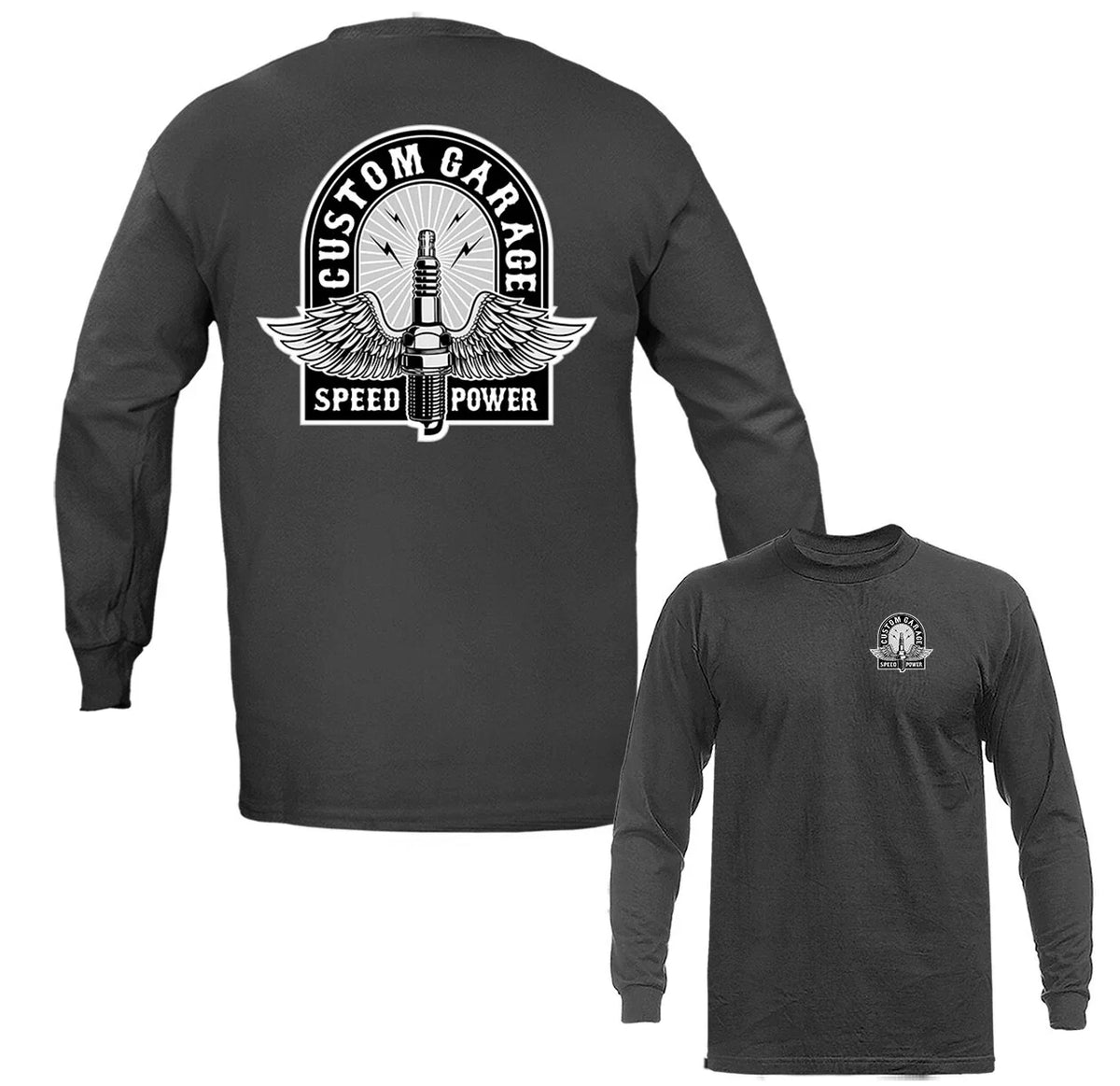 Custom Garage Bikers Vintage Classic Custom Motorcycle Graphic Long Sleeve Unisex