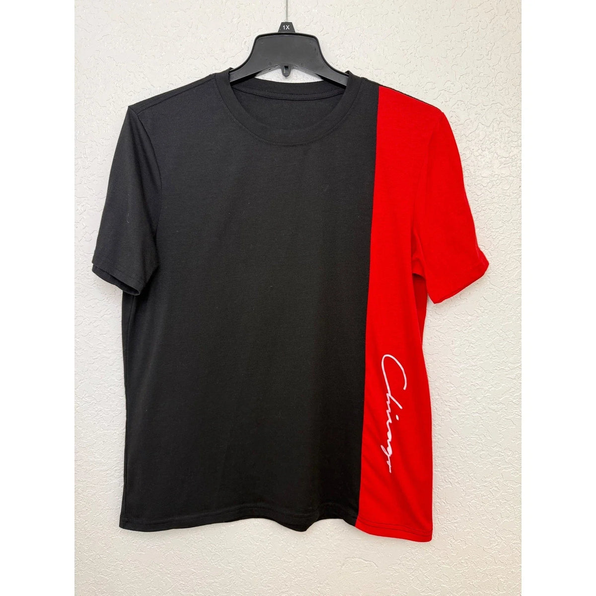 SHEIN Men Black Red Color Block Graphic T Shirt Size L Unisex