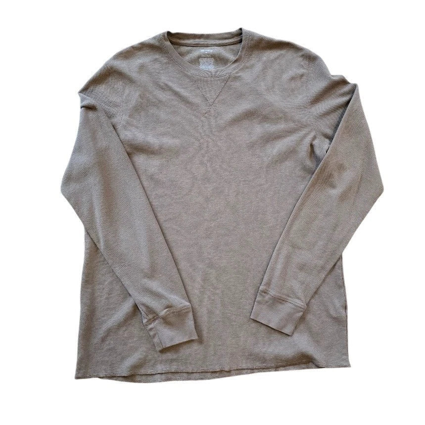 Abound Waffle Knit Thermal Shirt Mens XL Taupe Tan Gorpcore Minimalist Layering Unisex