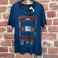 David Bitton Athens Barcelona T Shirt Mens Large Teal Blue Casual Distressed Unisex