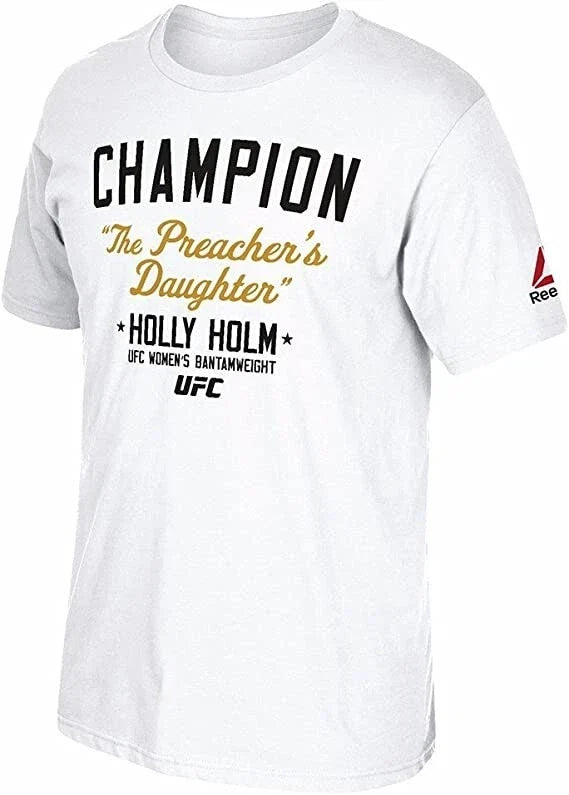 Reebok Men s UFC Fan Holly Holm Champion Short-Sleeve White, Large Unisex