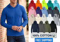 Men’s Lightweight Long Sleeve Hooded Tee 100% Cotton S-4XL NEW! Unisex
