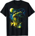 Frog Howling to The Moon Funny Vintage Toad Moon Graphic T-Shirt unisex T-Shirt