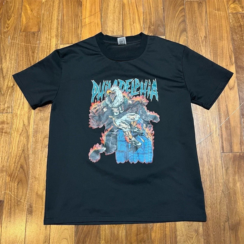 Philadelphia Graphic Mens M Black Eagle Mascot Crew Unisex