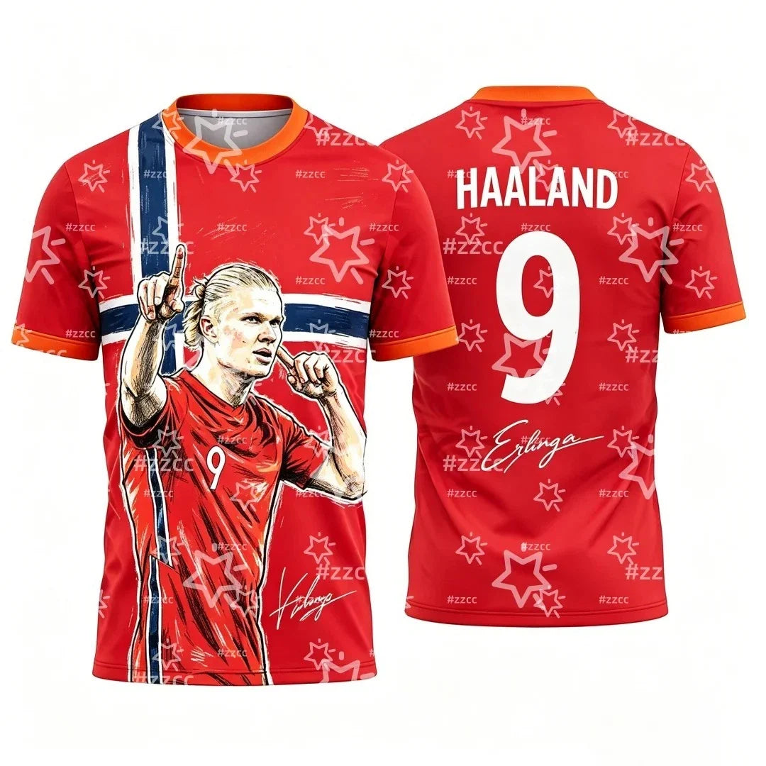 Norway Football Haaland 2026 World Cup Polyester Breathable Unisex