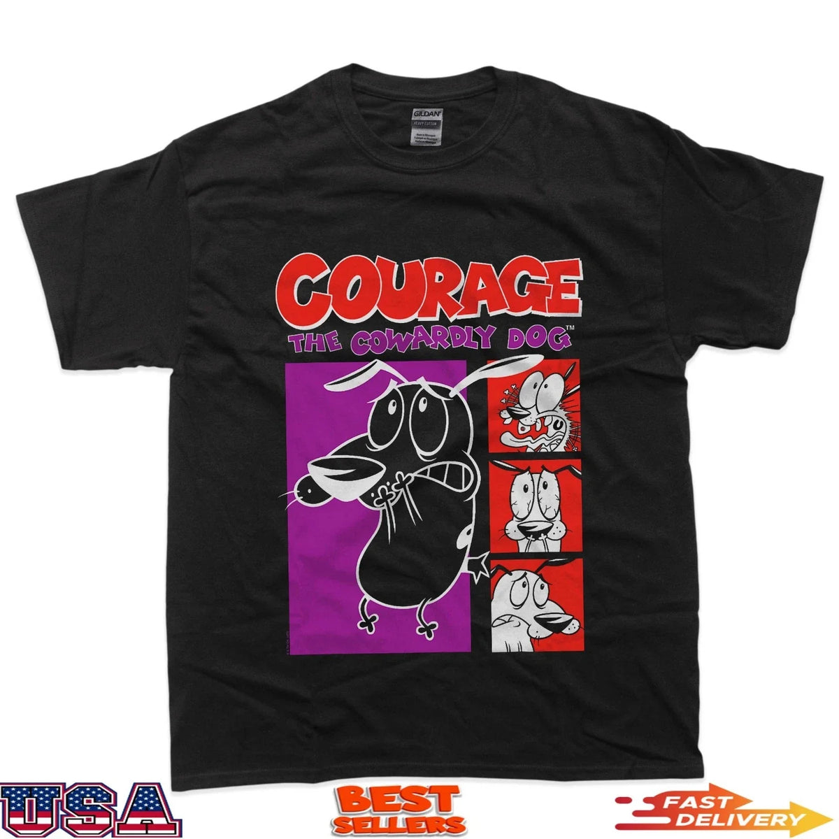 Courage the Cowardly Dog Red and Purple Frames Cartoon Unisex