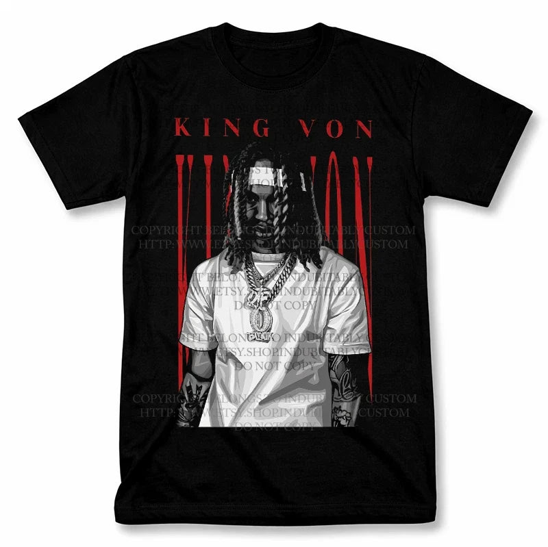 King Von Hip Hop Rap Graphic T Shirt Vintage Fan Tee Unisex
