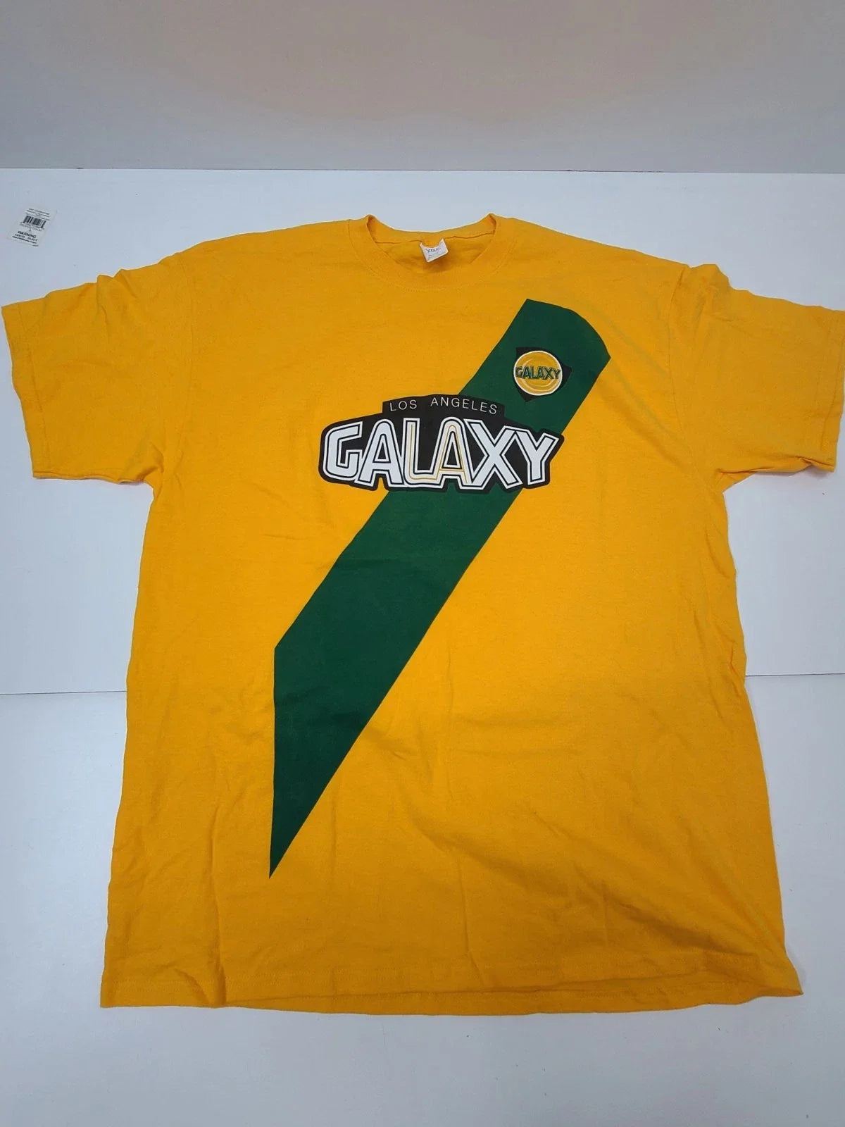 LA Galaxy Soccer Shirt Mens XL Yellow Green 76 Gas Promo MLS Football Fan Tee Unisex