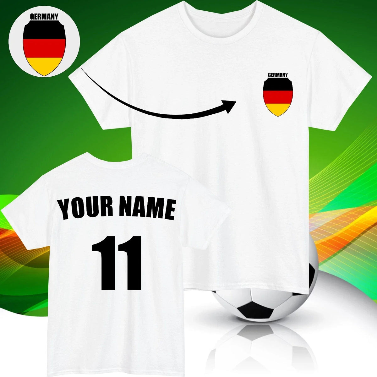 Personalised Germany Football Custom Name And Number Sports Lover Top Unisex