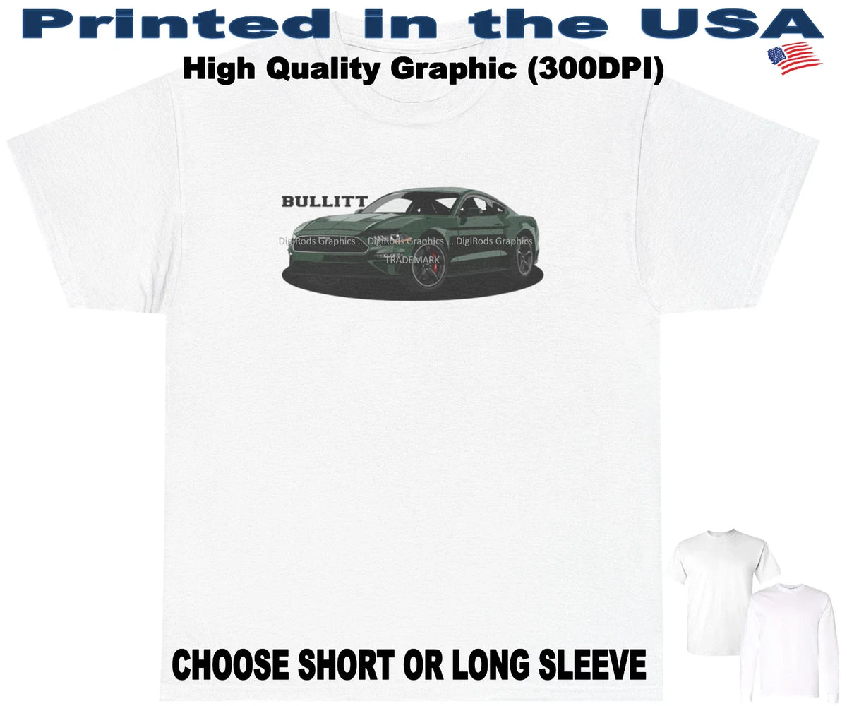 DigiRods Ford Bullitt Edition Mustang GT 2019 Model Cartoon Car White T Shirt Unisex