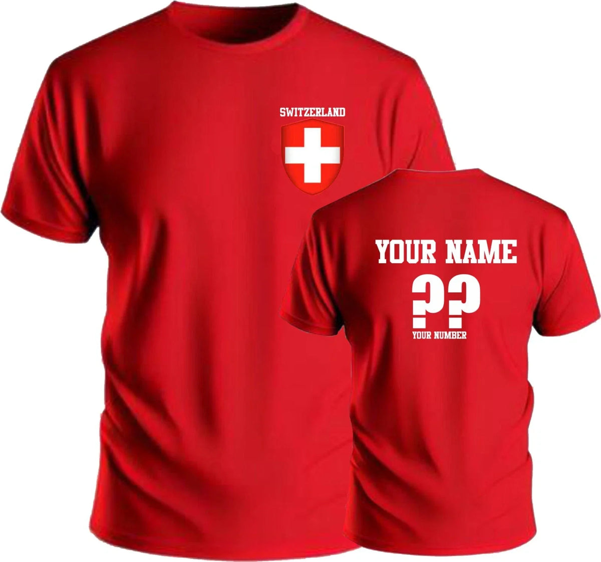 Personalise Switzerland Football Soccer Fans Sports Costume Flag Badge Unisex