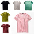Mens Womens Velvet Short Sleeve Crew Neck Velour Top Tee Shirt Soft Slim Unisex