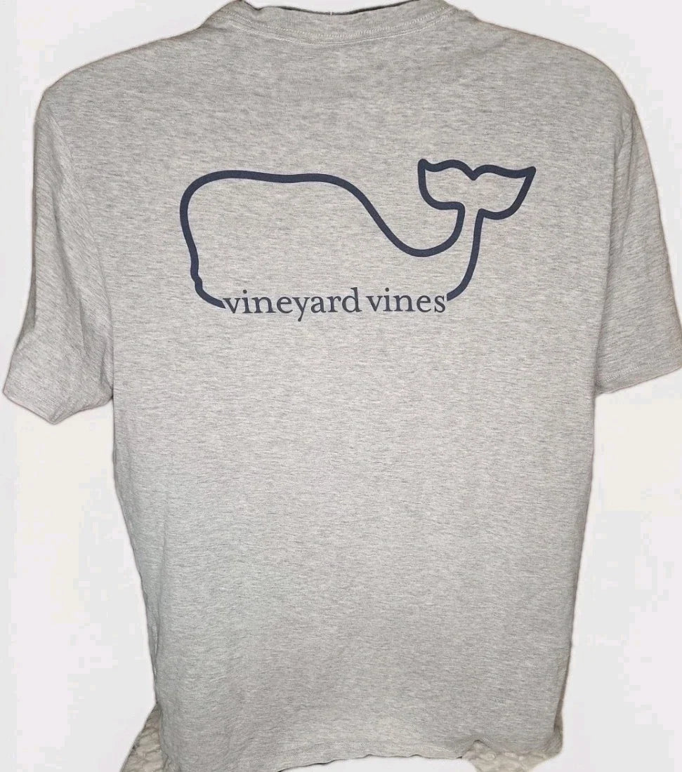 Official Vineyard Vines Brand Men's Gray Simple Logo T Shirt Size Medium Unisex