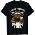 Born To Scrum Scrum Fuel Funny Rugby Highland Cow Beer Pint Novelty Gift T Shirt