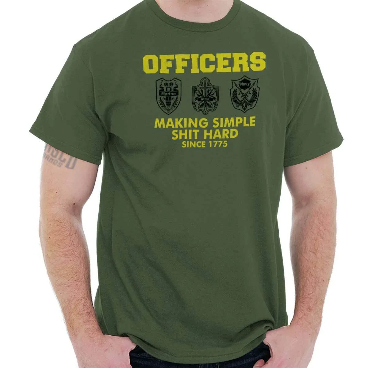 Military Pride Humor Sarcastic Army Joke Womens or Mens Crewneck T Shirt Tee Unisex
