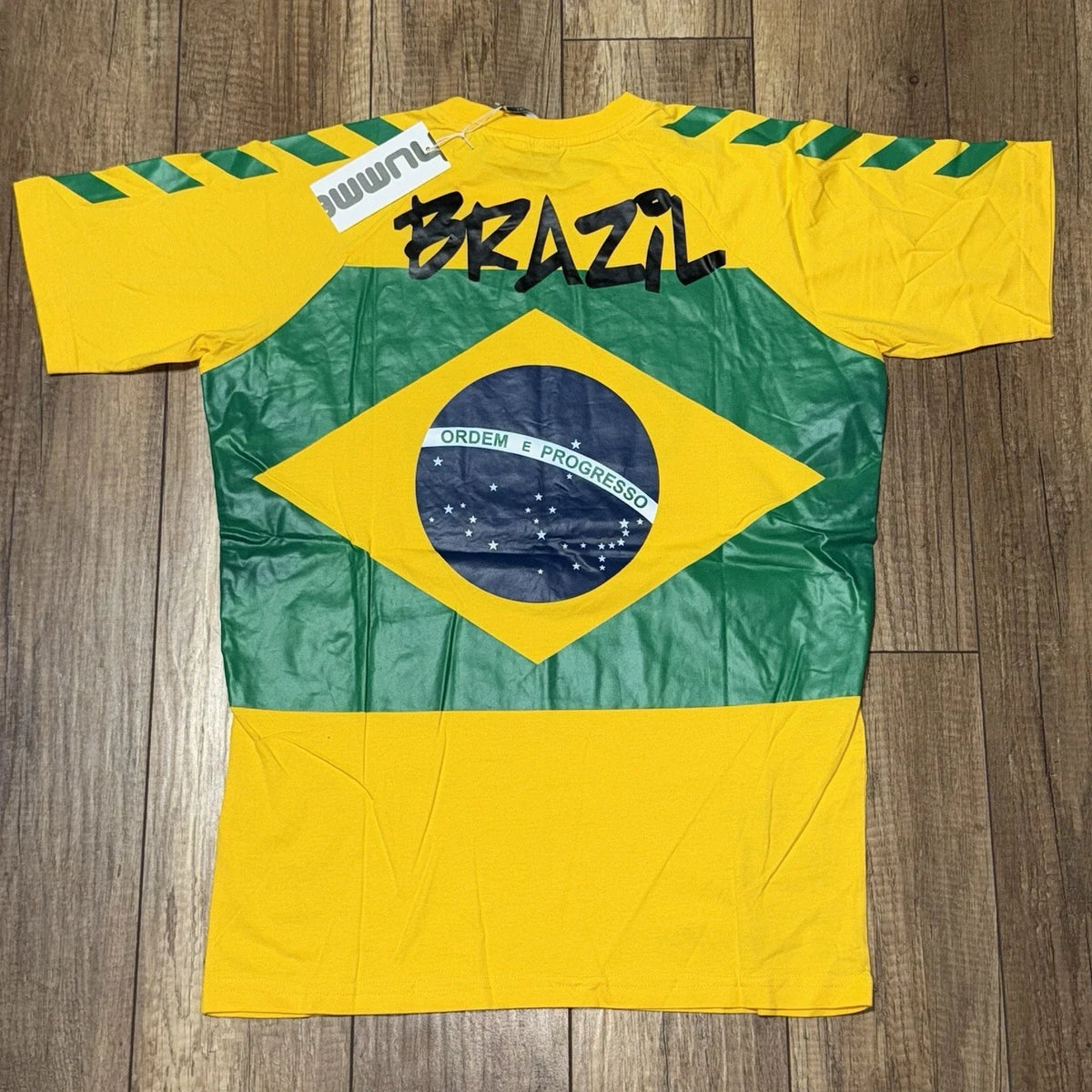 Brazil Soccer Football Carlsberg Hummel AOP Graphic Double Sided T Shirt Mens XL Unisex