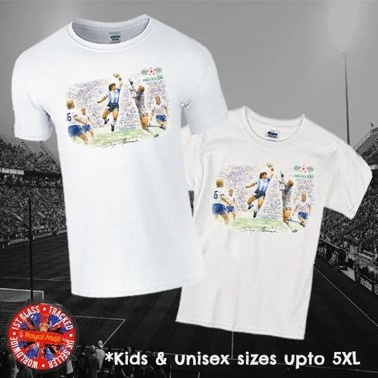 Diego Maradona "Hand of God" World Cup Fan in Mens, Ladies & Kids Sizes Unisex