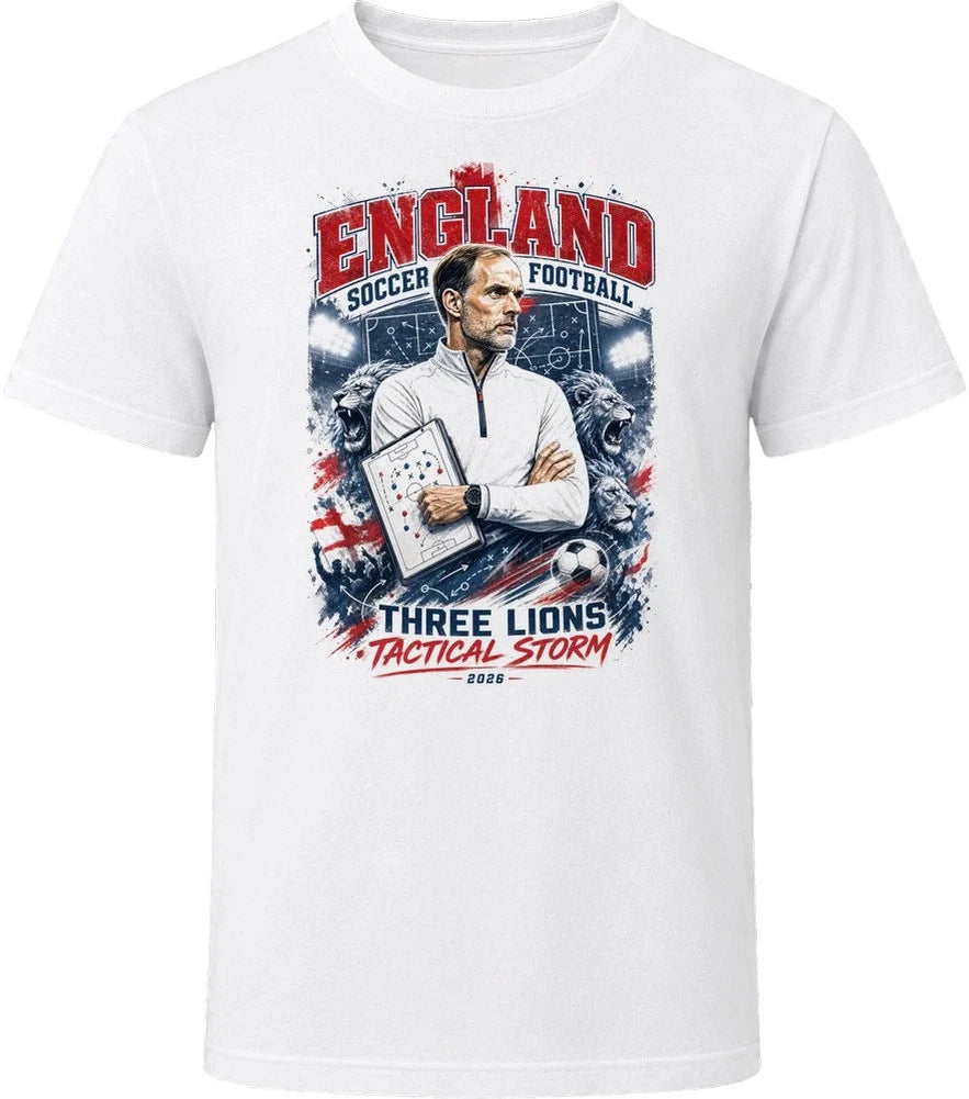 England Soccer Football Coach Three Lions Tactical Storm T Shirt Unisex