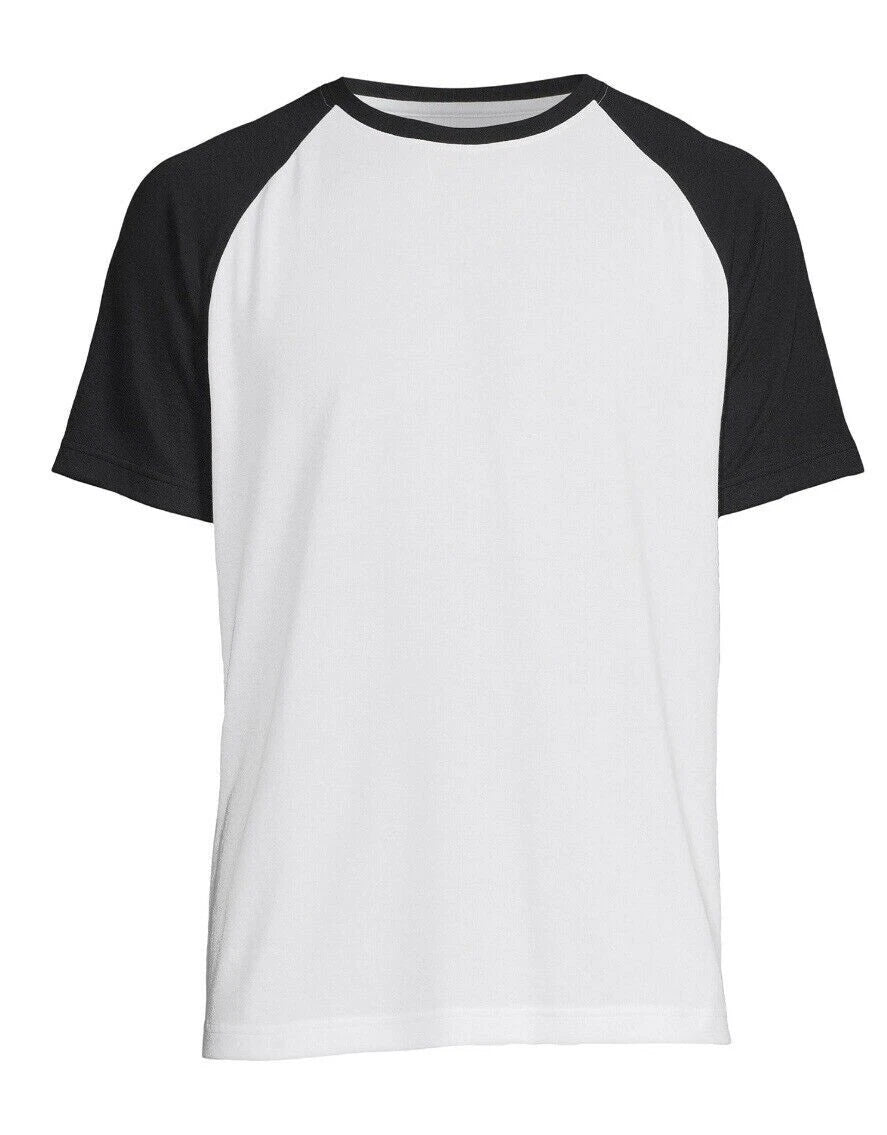 NWT George Mens M White/Black Raglan Short Sleeve T- Shirt Soft Moisture Wicking Unisex