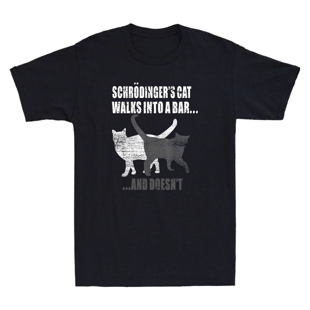Schrodingers Cat Walks Into A Bar And Doesn't Physics Funny Retro Men's Unisex