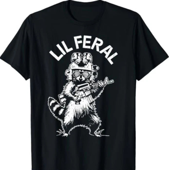 Lil Feral Funny Tactical Raccoon Military Law Enforcement T-Shirt